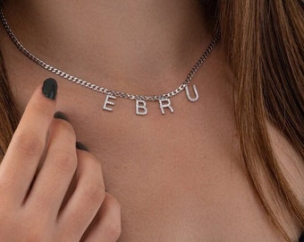 Personalisierte Buchstabenkette für Damen aus 925 Sterling Silver - Namenskette mit Wunschnamen -Halskette Kette Geschenk