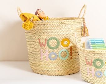 Rainbow Storage Basket | Easter Basket | Nursery Storage | Personalized Rainbow Basket | Rainbow Theme Baby Shower | Handmade Natural Basket