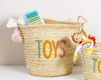 Toys Storage Basket| Kids Basket Wicker | Nursery Storage Basket | Moroccan basket | Palm Leaf Basket | Handmade Basket