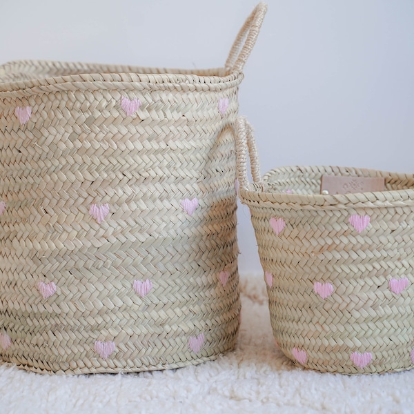 Heart Storage Basket | Kids Basket | Palm Leaf Basket | Moroccan Basket | Wicker Basket | Natural Storage Basket