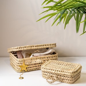Palmenblatt Koffer | Aufbewahrungsbox | Natürlicher Aufbewahrungskorb | Weihnachtsgeschenk | Handgefertigter Koffer | Personalisierter Korb | Natürlicher Korb
