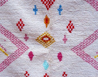 Cotton Boucherouite Rug | Handmade Moroccan Rug | Bedroom Colorful Rug | Nursery Rug | Bohemian Rug |Kids Rug Berber |Scandivania Decor/Rugs