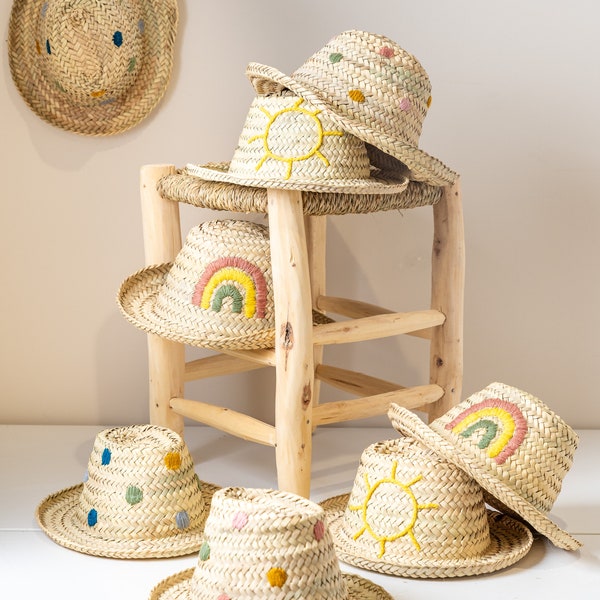 Cappello di paglia per bambini / Cappello da spiaggia personalizzato / Cappello per bambini, Cappello ricamato personalizzato / Cappello per bambini / Cappello da spiaggia per bambini, Cappello da spiaggia da damigella d'onore