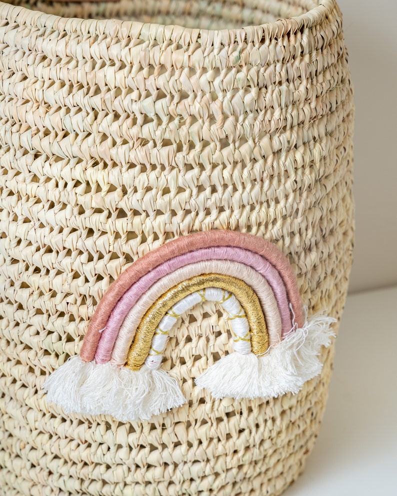 Rainbow Basket Macrame Basket Wall Hanging Rainbow Storage Etsy