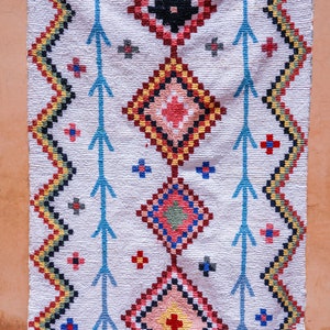 Cotton Boucherouite Rug 7 x 4 Handmade Moroccan Rug Colorful Rug Nursery Rug Bohemian Rug Tapis Kids Rug Scandivania Decor/Rugs image 1