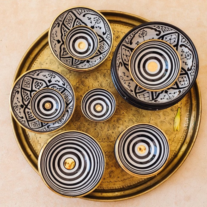 Moroccan Ceramic bowls set | pottery | Salad bowls | Pasta bowls | Tableware image 1