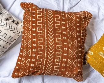 Terracotta Mudcloth Pillow cover, African Mudcloth Pillow Cover, Housewarming  Gift, Bedroom Pillow, Throw Pillow cover | Sofa Pillow Covers