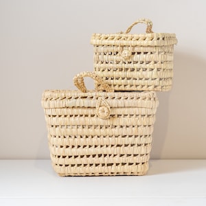 Marokkanische Weidenpicknickkörbe |  marokkanische Strohbox | Strand Strohtasche | Individueller Korb | Natürlicher Aufbewahrungskorb