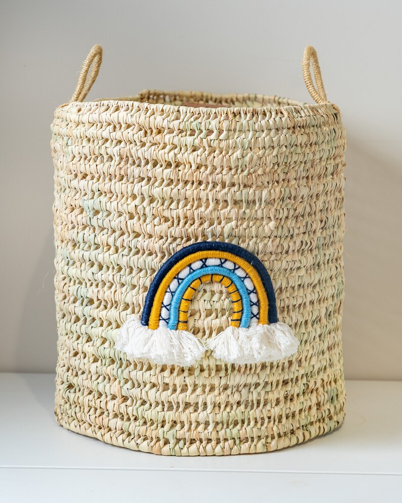 Rainbow Basket Macrame Basket Wall Hanging Rainbow Storage Etsy