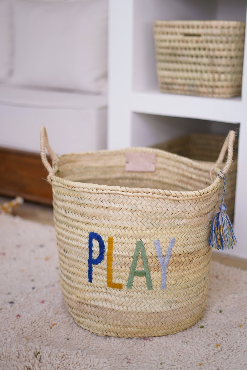Storage Basket for Children | Kids Room Storage | Nursery Basket Storage | Toy Storage Bin, Baby Shower Gift | Baby Room Decor, Play Basket image 8