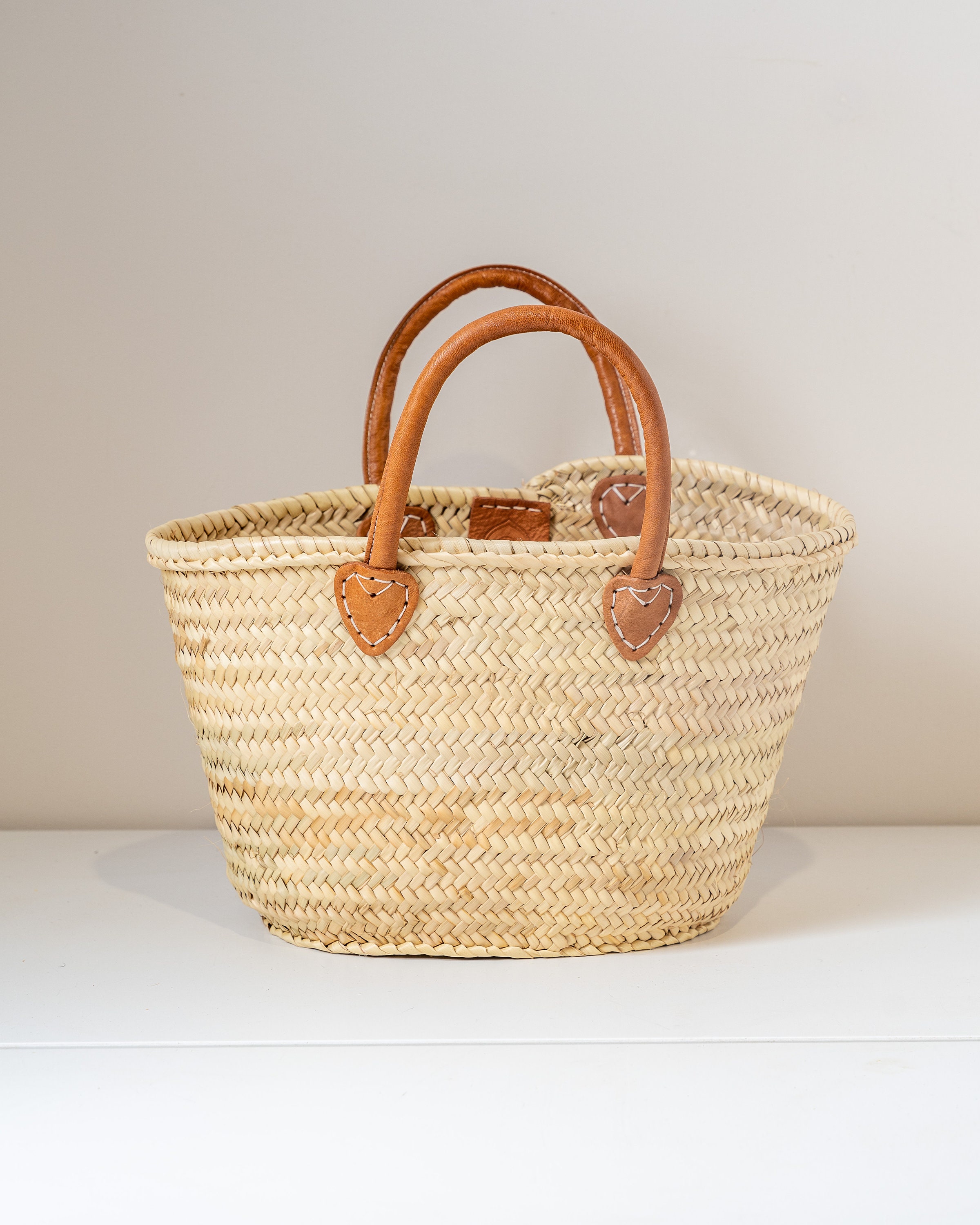 Leather Straw Bag | French Basket Bag | Leather Handles Bag | Moroccan ...