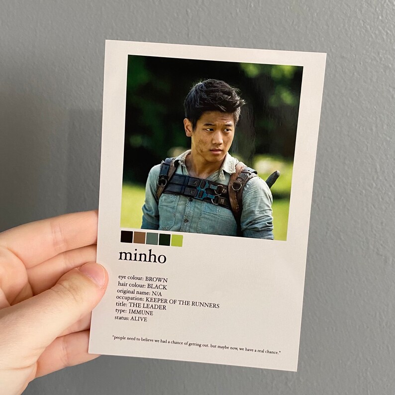 Maze Runner Character Cards Etsy