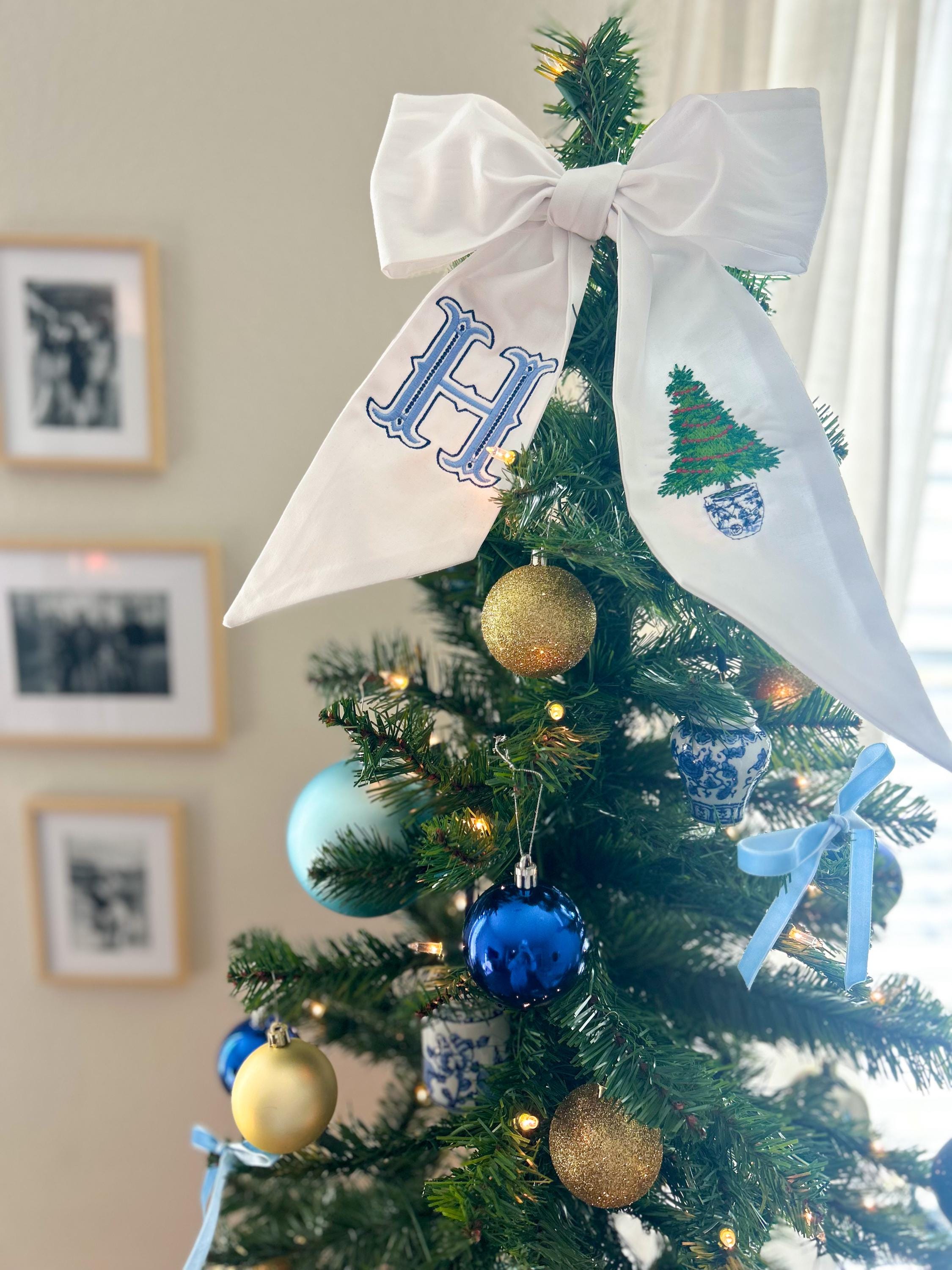 Blue Bow Tree Topper