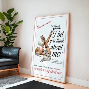 Taylor Swift Rot Digitaldruck | Ich wette, du denkst über mich nach Songtexten Poster | Retro Swiftie Minimal Wand Kunst | Zitat Vintage Ästhetik