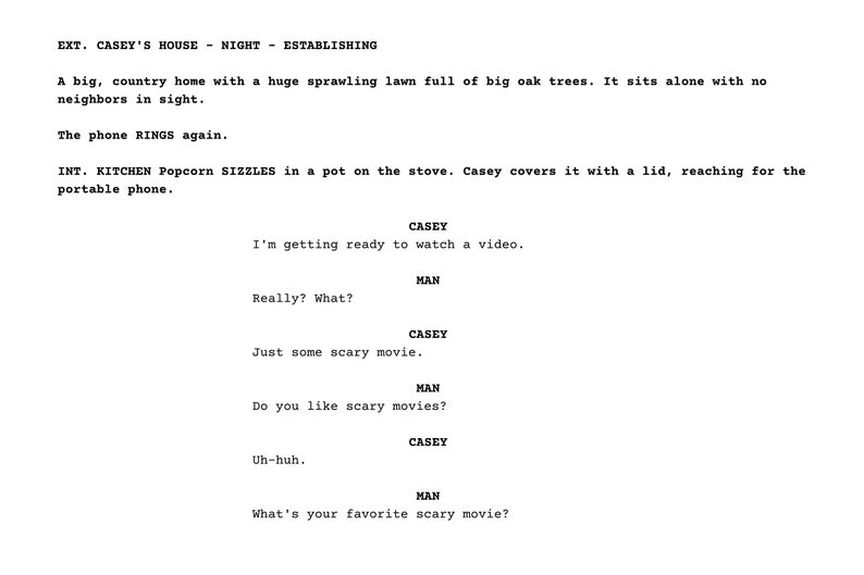 Scream Movie Script Print: Ghostface Scene, Casey Becker Quote (digital ...