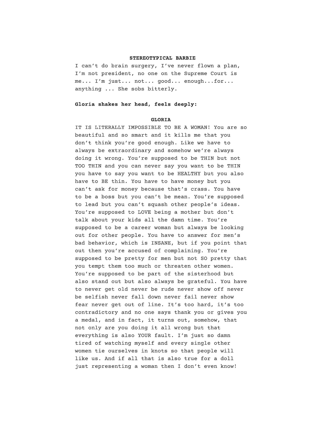 Barbie Barbie Monologue Screenplay Poster Digital Print Margot Robbie