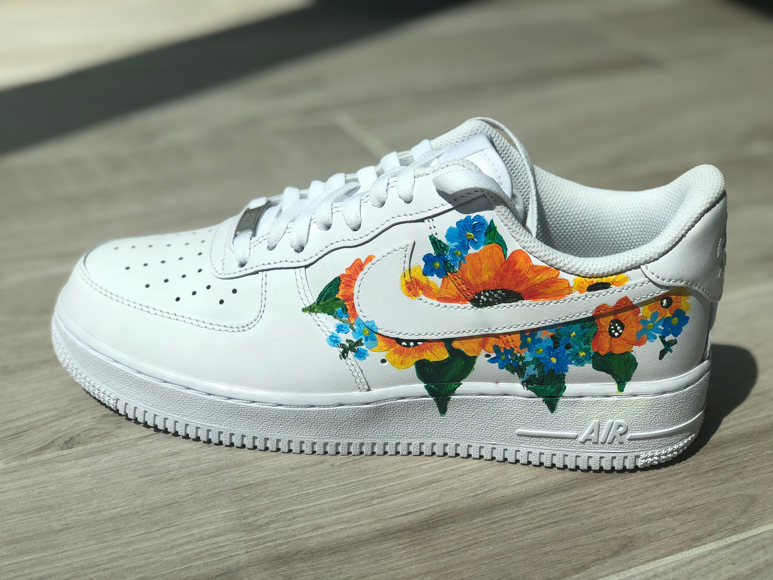 Custom Hand-Painted Flower Nike Air Force 1's | Etsy