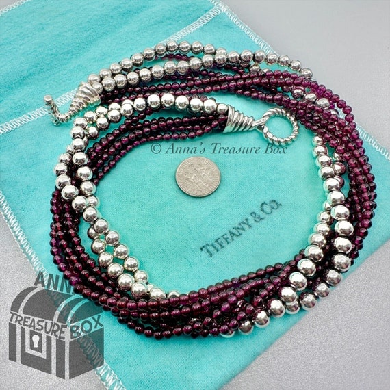Tiffany & Co. 925 Silver And Garnet Beaded Torsad… - image 7