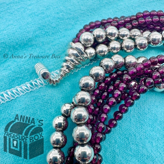 Tiffany & Co. 925 Silver And Garnet Beaded Torsad… - image 4