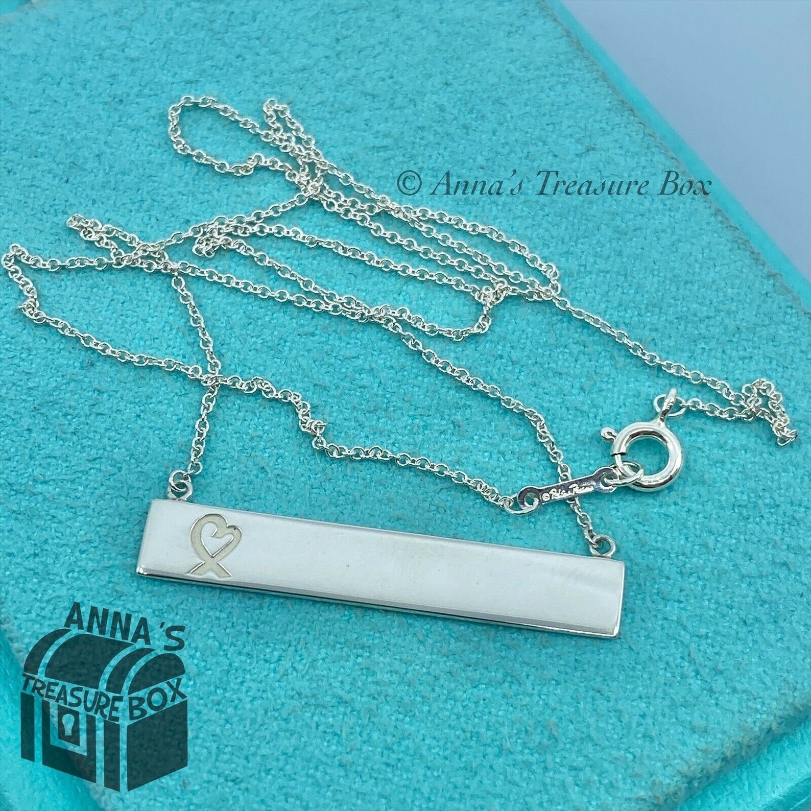 Tiffany & Co. 925 Silver Loving Heart Bar 16 Necklace | Etsy