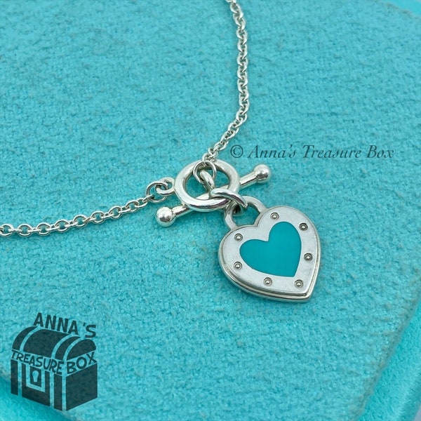 Tiffany & Co. 925 Silver Blue Enamel RTT LOVE Toggle 6.5" Bracelet (pouch)