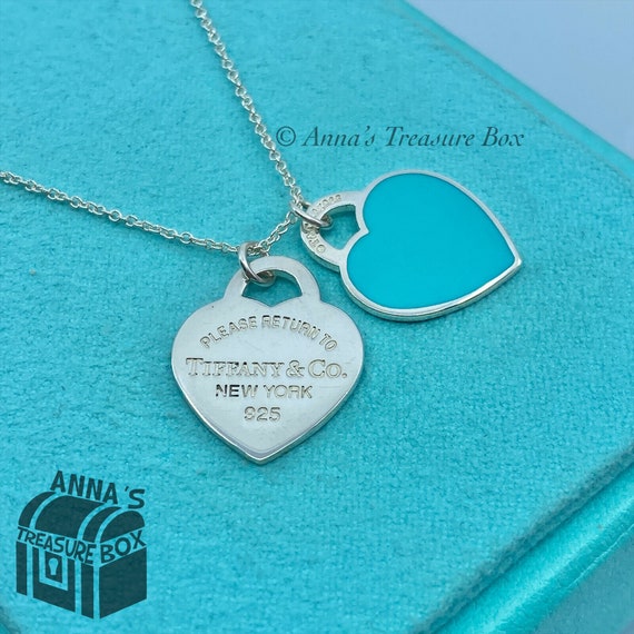 Tiffany & Co. 925 Silver Blue SMALL RTT Hearts 16… - image 1