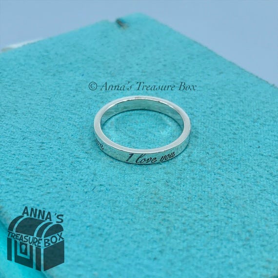 Tiffany Co. 925 Silver I Love You Ring Band Sz. 5.25 pouch Etsy