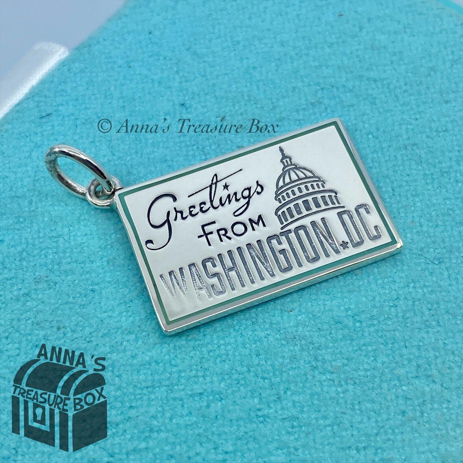 Tiffany Co. 925 Silver Blue Enamel Washington DC Postcard Charm bx Pch Rbb Etsy Australia