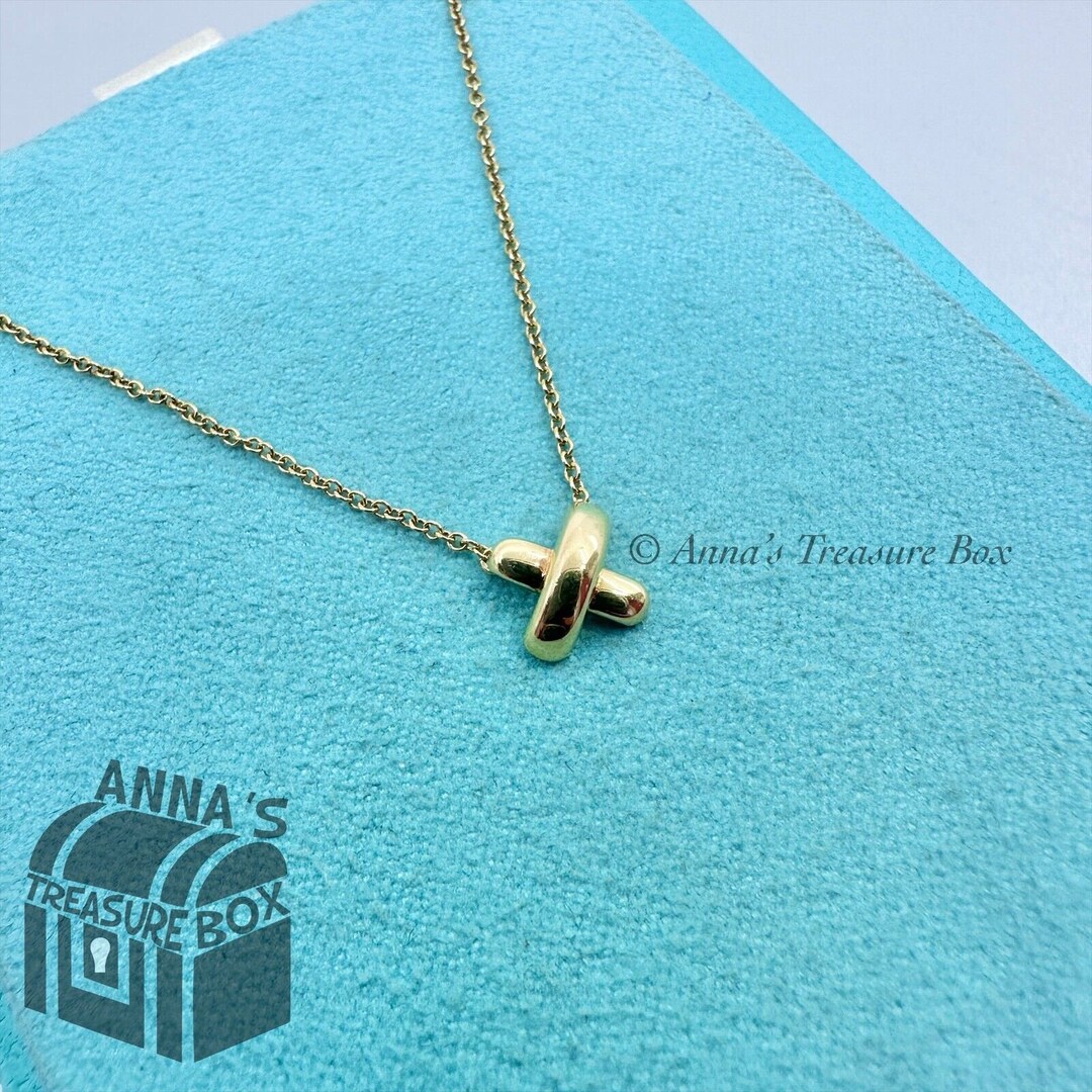 Tiffany & Co. 18K Yellow Gold Signature X Kiss Pendant 16 Necklace ...