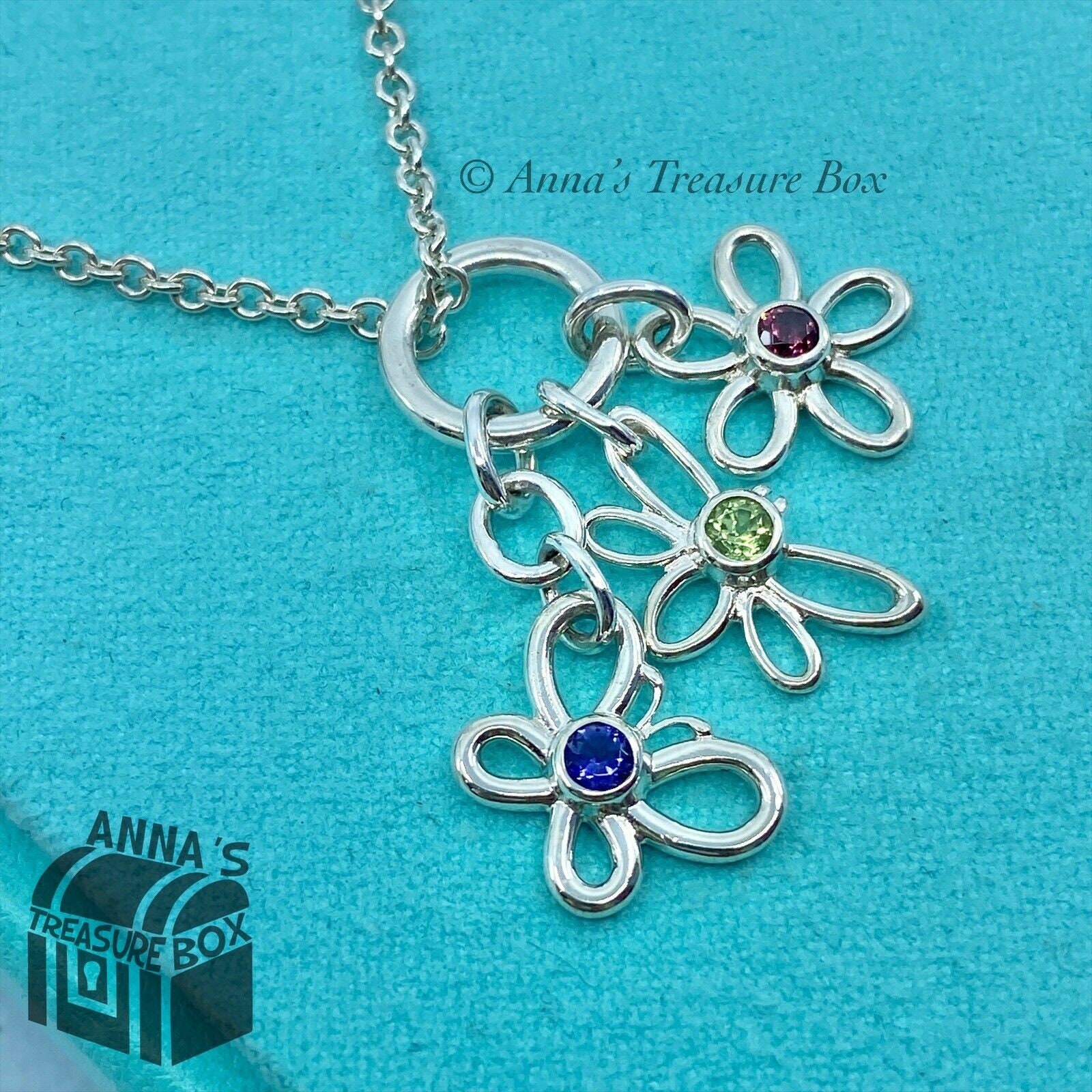 Tiffany Co. 925 Silver Butterfly Firefly Flower Gemstone 16