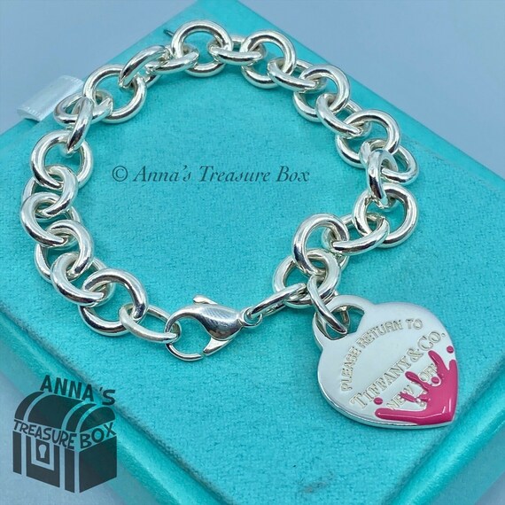925 Silver Pink Splash RTT Heart Tag 