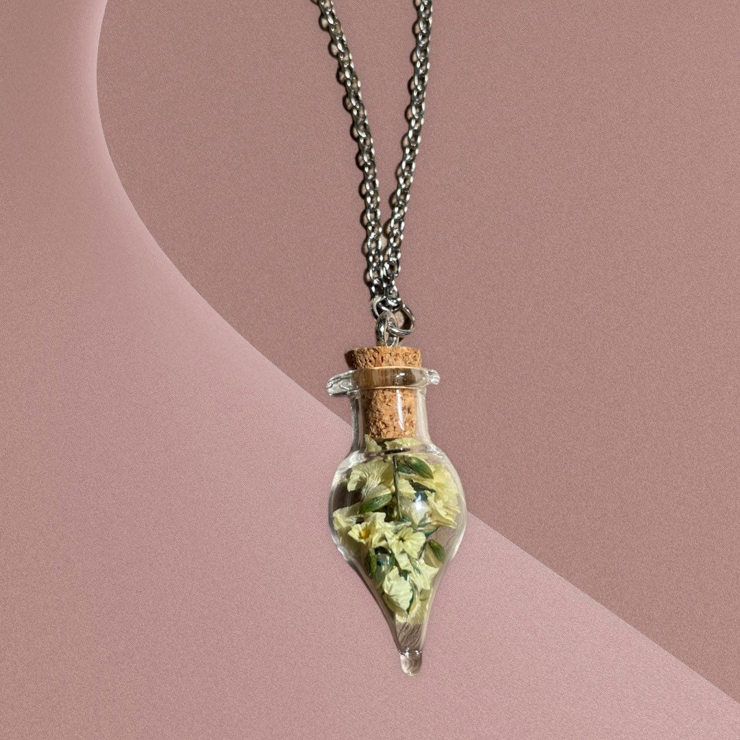 Mini Teardrop Glass Jar Necklace Etsy
