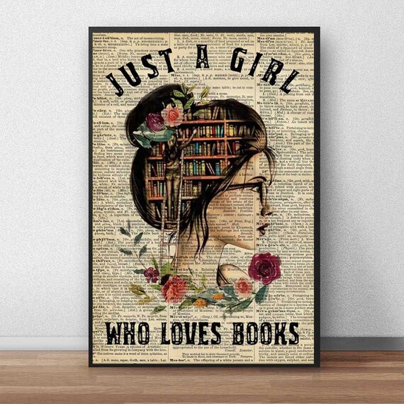 Gift for Book Lover Wall Decor Book Print Love Book and Tea Poster Love Reading Books Poster Just A Girl Who Loves Books and Tea Poster