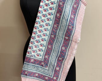 Floral Colorful Cotton Sarong, Indian Hand printed Pareo, Summer Sarong for women, Easy to style Beach Bikini Coverup, Pareo sarong fabric