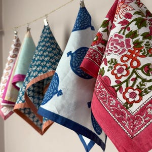 Block Printed Cotton Napkins: Boho Dining Table Decor, Reusable Cloth Set