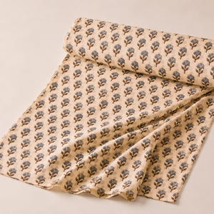Floral Fabric, Hand Block Printed Cotton Fabric by Yard, upholstery fabric for curtains image 4