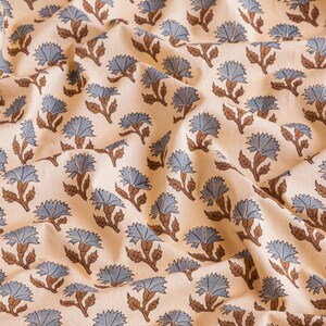 Floral Fabric, Hand Block Printed Cotton Fabric by Yard, upholstery fabric for curtains image 2