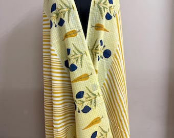 Sunny Yellow Comfortable Pareo, Floral Block Printed Sarong, Easy to style Beach Wrap, sarong for women, Resort women Pareo & Coverup