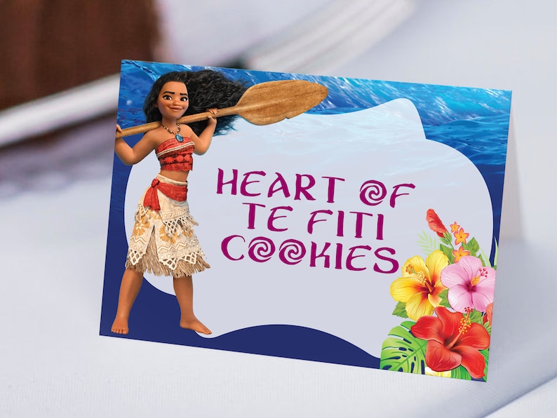 Moana Party Food Labels, Moana Party Food Tents, Moana Place Cards, Moana Theme Party Supplies, Instant Download image 3