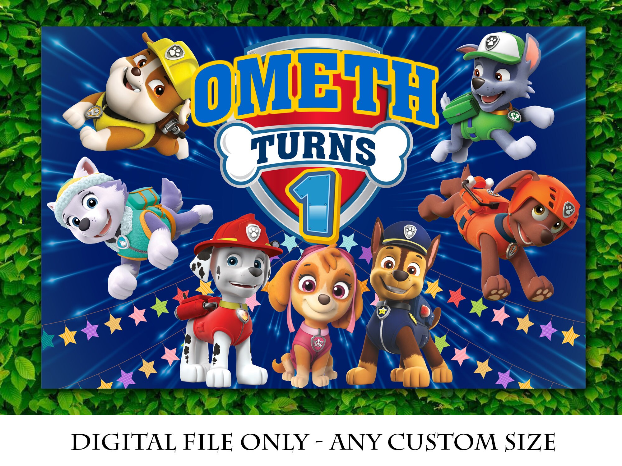 Printable Paw Patrol Backdrop Digital File Instant Download Bobotemp ...