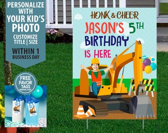Drive by Birthday Yard Sign, Construction Theme, Drive by Birthday Yard Sign Personalized, Transportation Birthday, Digital Files Only