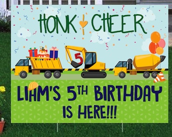 Drive by Yard Sign, Construction Theme Birthday Poster, Drive by Birthday Party Yard Sign Personalized, Digger Theme, Digital Files Only