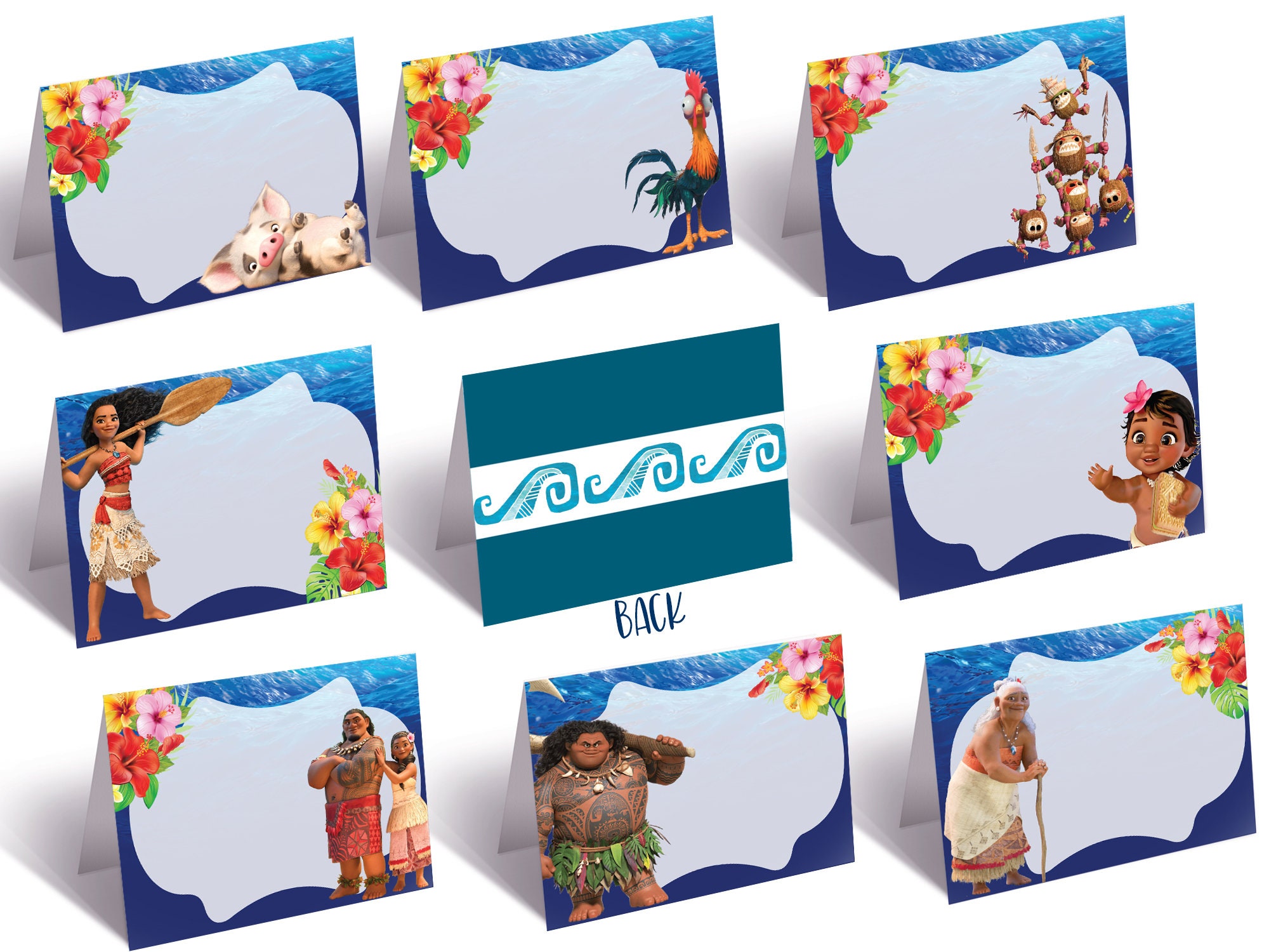 Moana Party Food Labels Moana Party Food Tents Moana Place Cards Moana Theme Party Supplies Instant Download