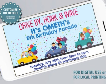 Drive by birthday, Birthday parade invitation personalized, Drive by party tags, Quarantine birthday party, Digital Files Only
