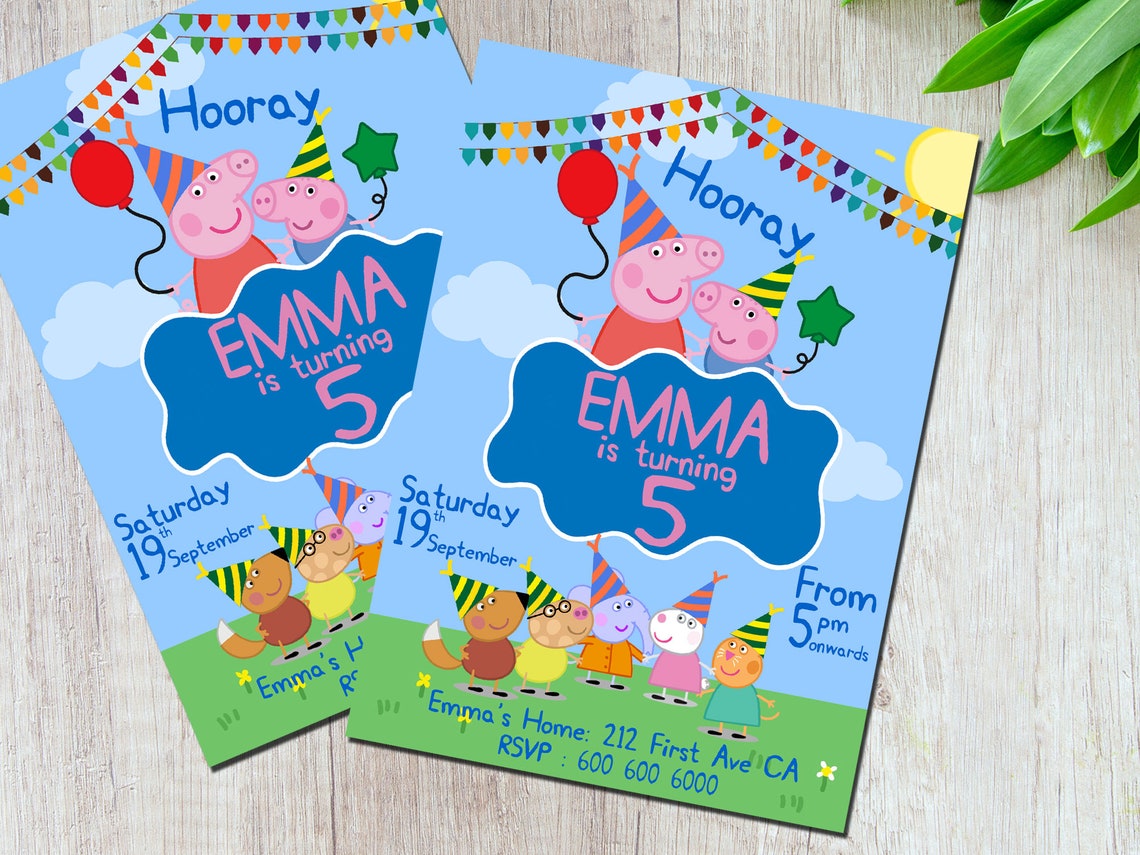 Peppa Pig Birthday Invitation Peppa Pig Birthday Kids Etsy Canada