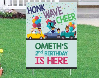 Birthday Yard Sign, Drive by Yard Sign, Honk Birthday Yard Sign, Yard Sign personalized, Yard Sign with H stakes