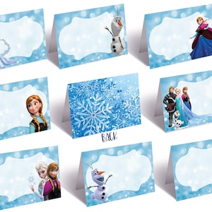 Frozen feestvoedseletiket, Frozen feesttenten, Frozen plaatskaarten, Frozen themafeestartikelen, Instant download