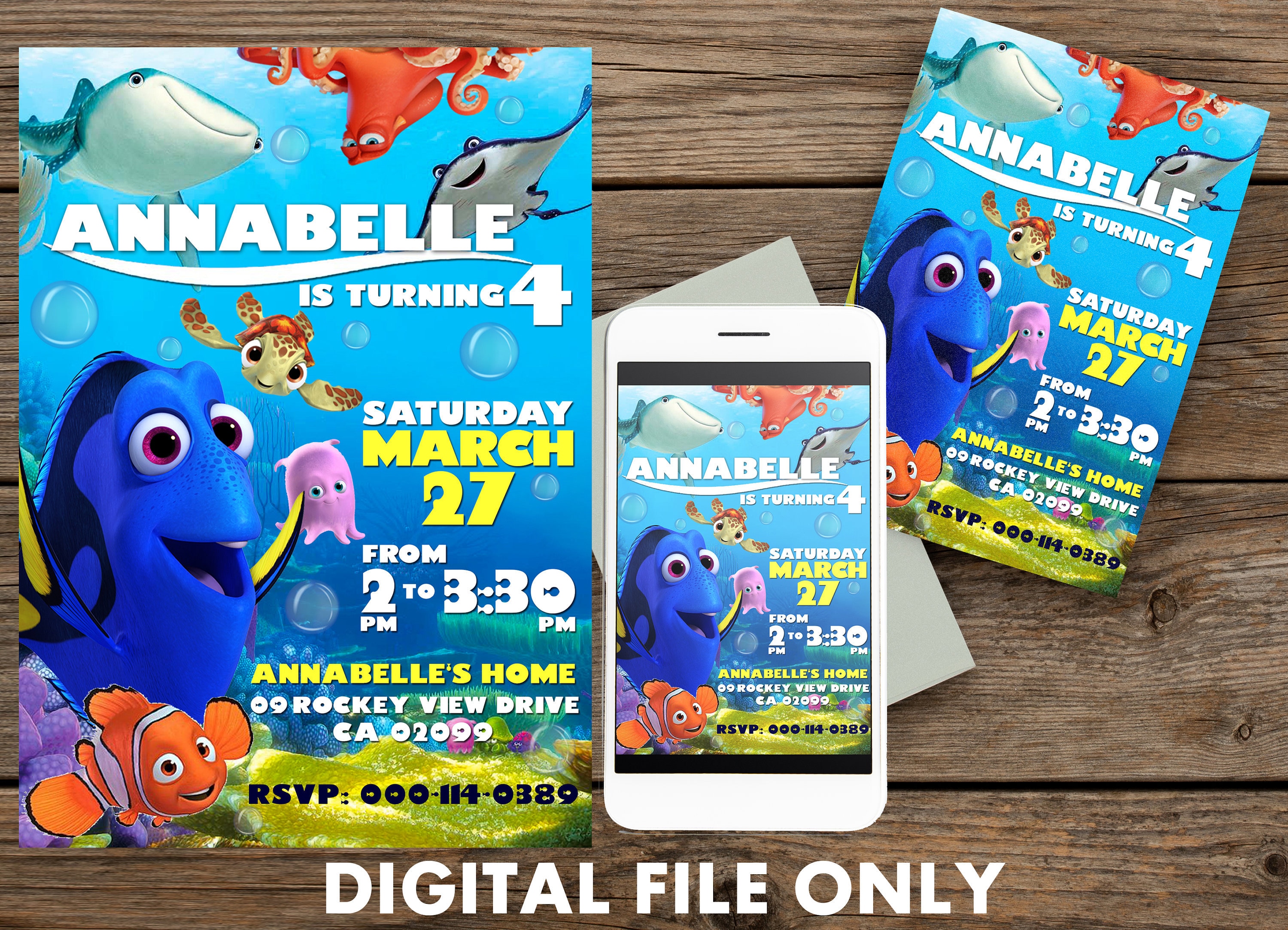 Finding Nemo/ Finding Dory Birthday Invitation, Finding Nemo Birthday, Printable Invitation, Digital File Only