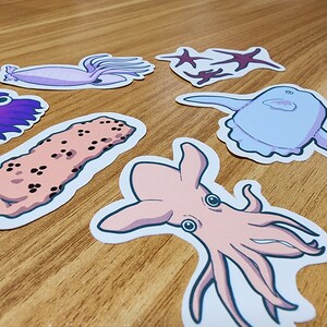 Niedliche Meerestiere Sticker | Meerestier-Aufkleber | Digital Illustration Aufkleber
