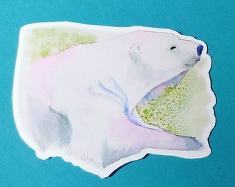 Watercolor Polar Bear Sticker | Pastel Animal Art